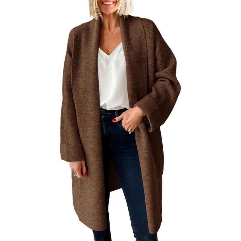 OLIVIENE™ - Gilet long ample et douillet à devant ouvert