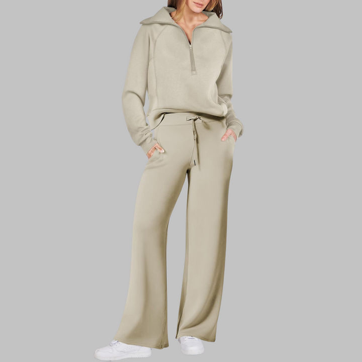 UDAY™ - Ensemble sweat-shirt demi-zip confortable et pantalon large