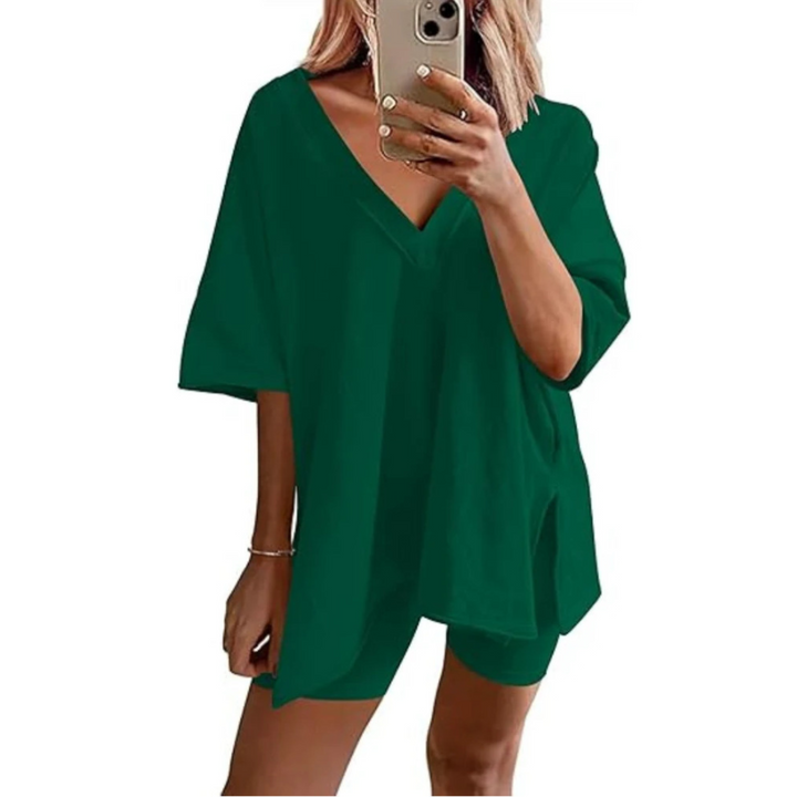 RAMLYN™ – Ensemble décontracté surdimensionné col en V et short