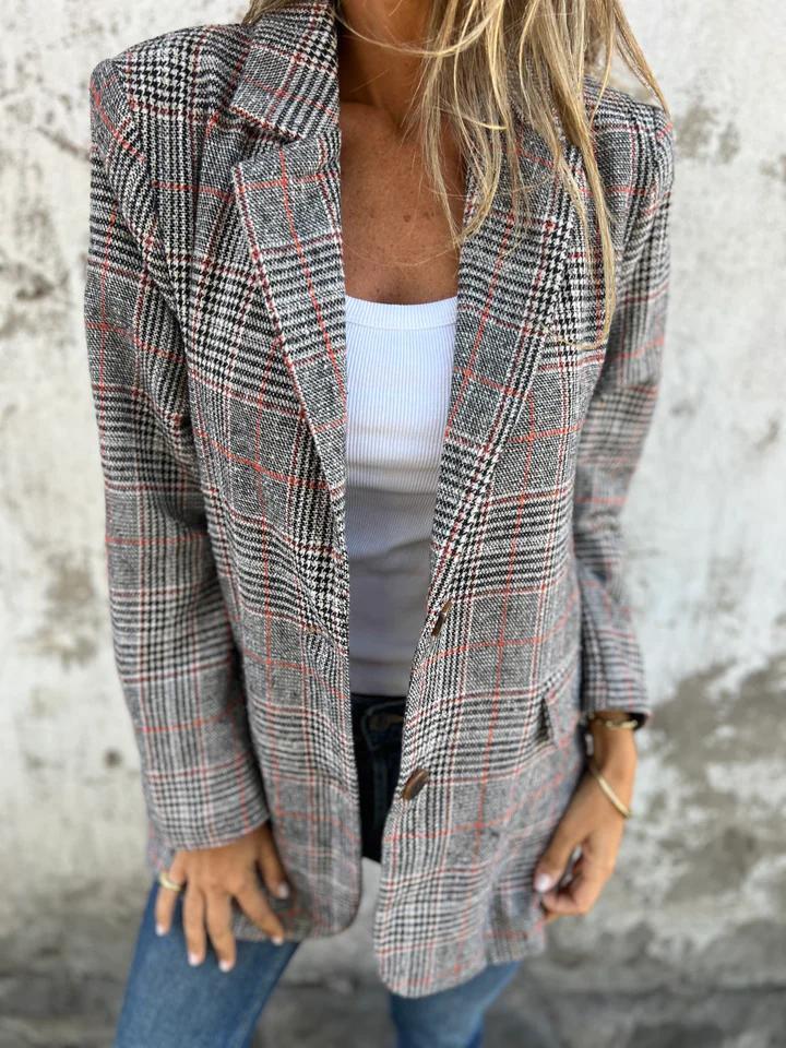 LUCINDA™ - Blazer Classique à Carreaux