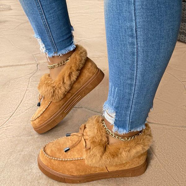 TESIE™ - Chaussons d'hiver confortables à plateforme en daim et à enfiler