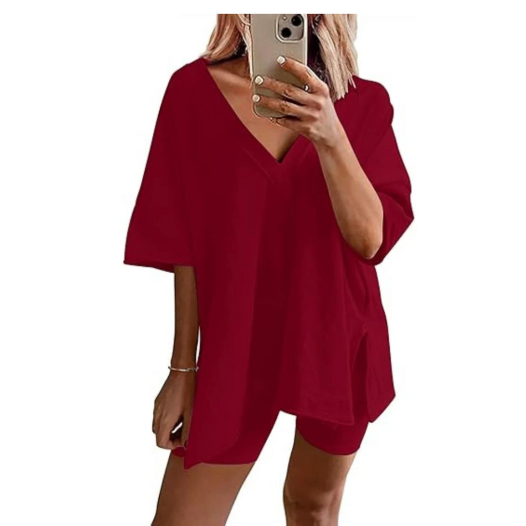 RAMLYN™ – Ensemble décontracté surdimensionné col en V et short