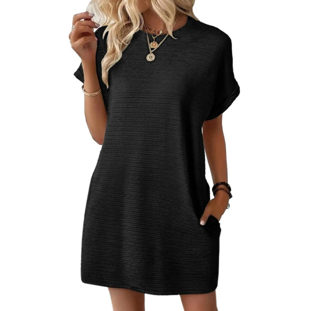 EVASHA™ – Robe d'été décontractée et minimaliste à col rond