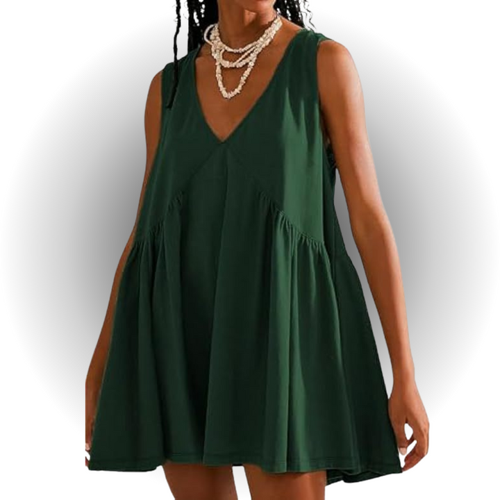 GARNETH™ – Mini Robe d'Été Décontractée sans Manches Col V