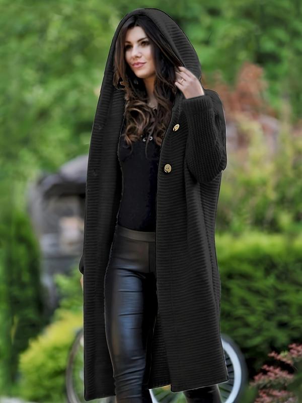 KINSLEY™ - Cardigan à capuche texturé à épaules tombantes pour l'automne et l'hiver