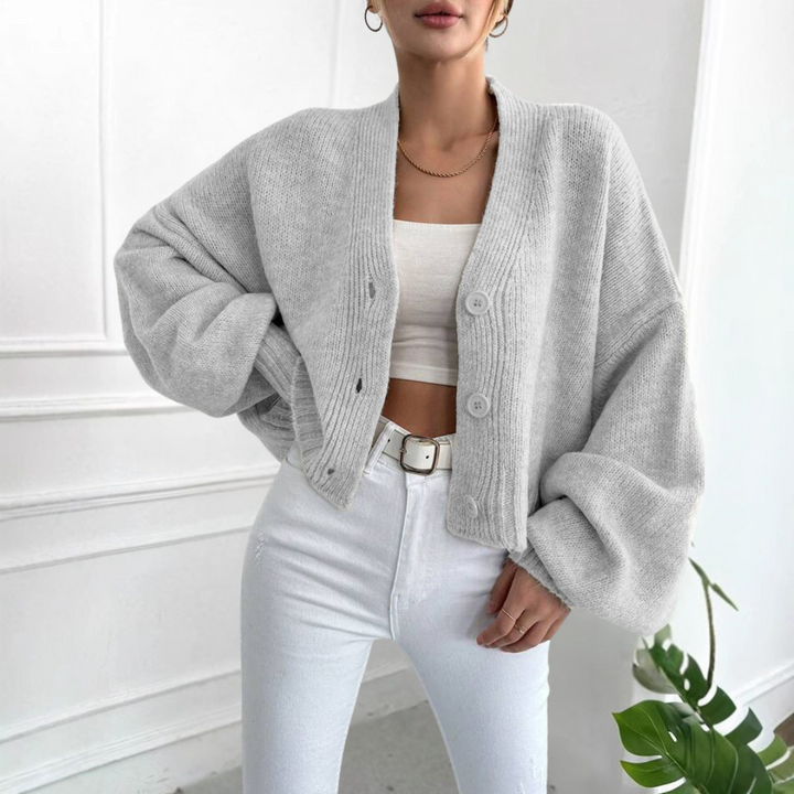 EDEN™ - Cardigan décontracté à manches lanternes coupe courte