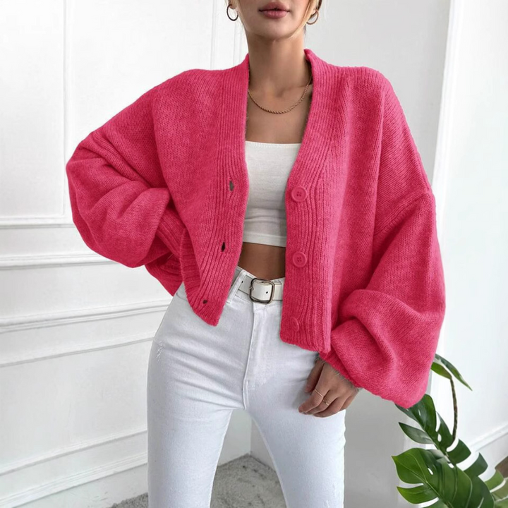 EDEN™ - Cardigan décontracté à manches lanternes coupe courte