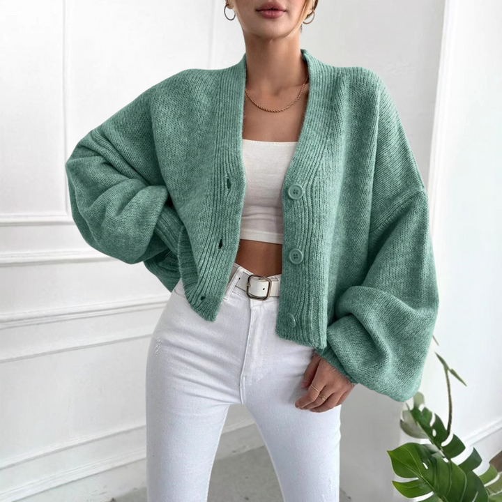 EDEN™ - Cardigan décontracté à manches lanternes coupe courte