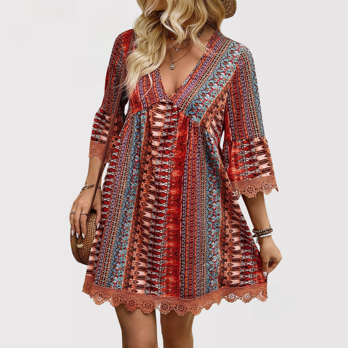 MELINA™ – Robe bohème col V