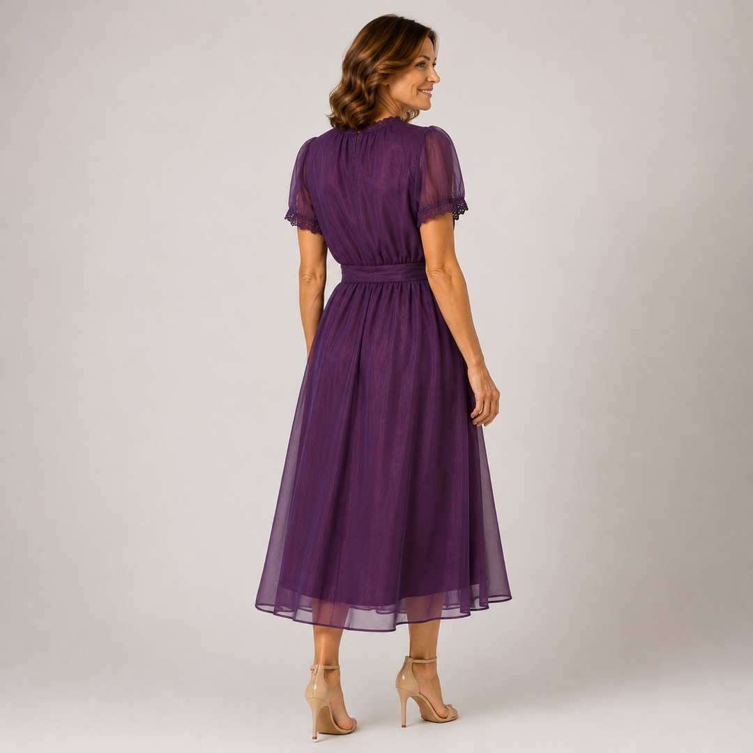 Flavia | Maxi Dress Featuring a Drop Neckline and Chiffon Lace Accents