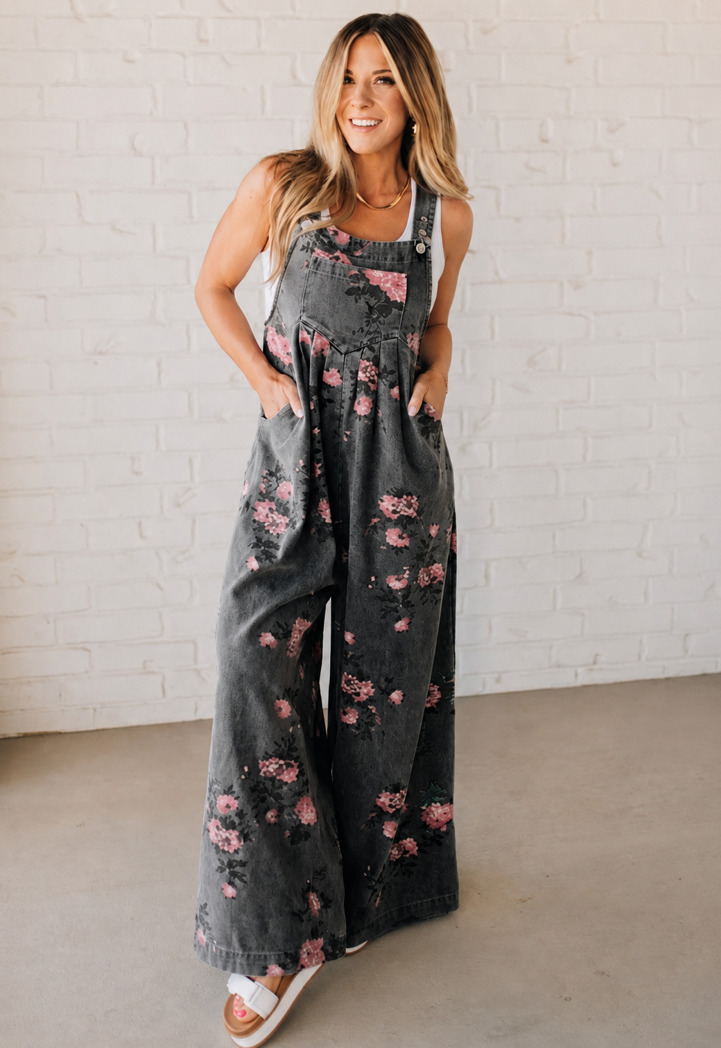 Bibi | Salopette en jean imprimé floral