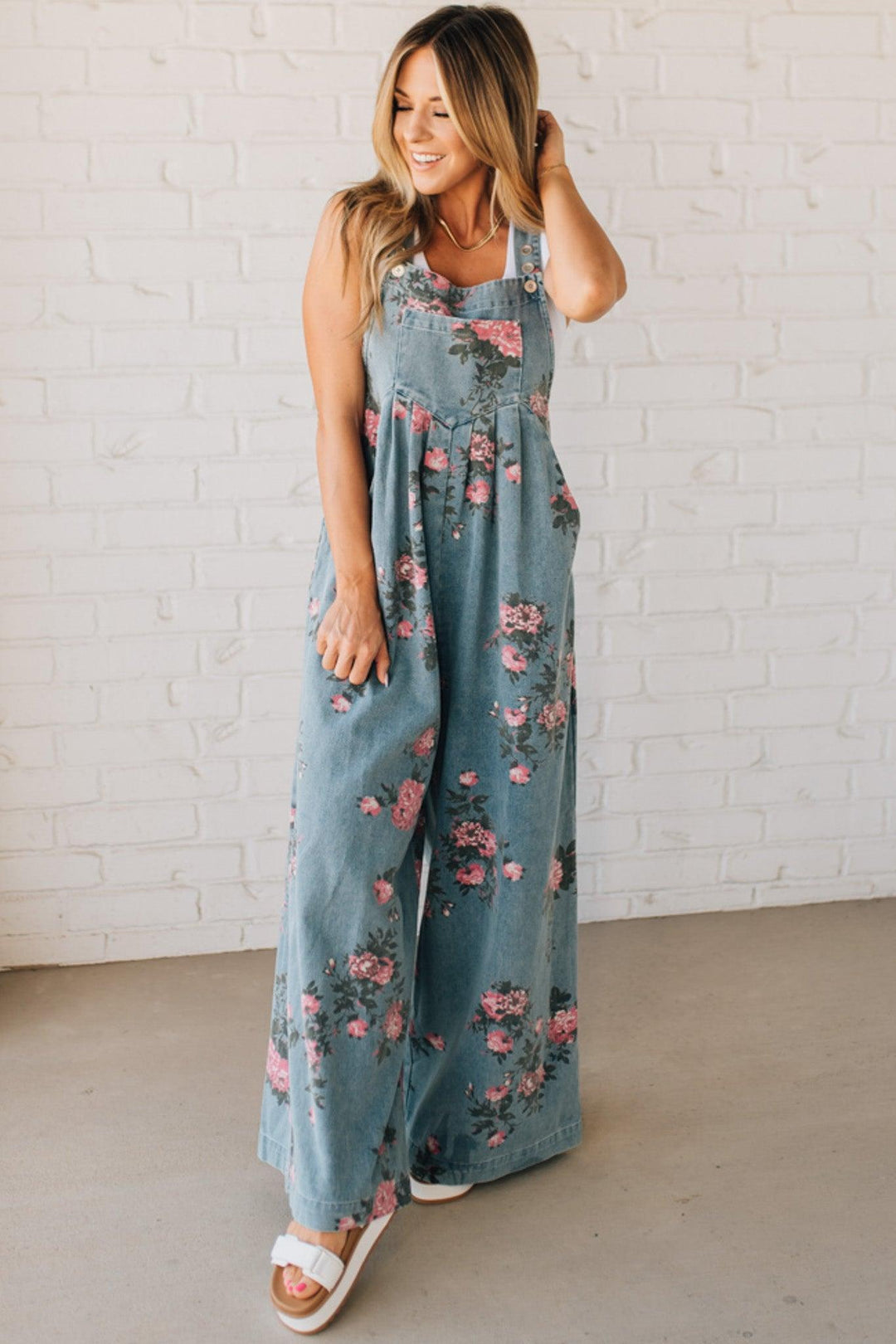 Bibi | Salopette en jean imprimé floral