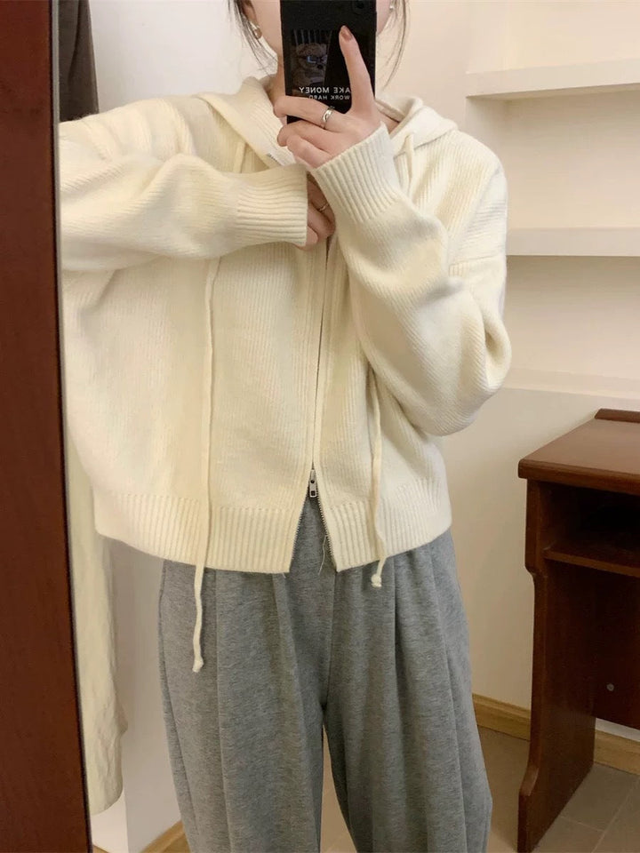 QUESTA™ - Cardigan à capuche zippé à manches longues décontracté