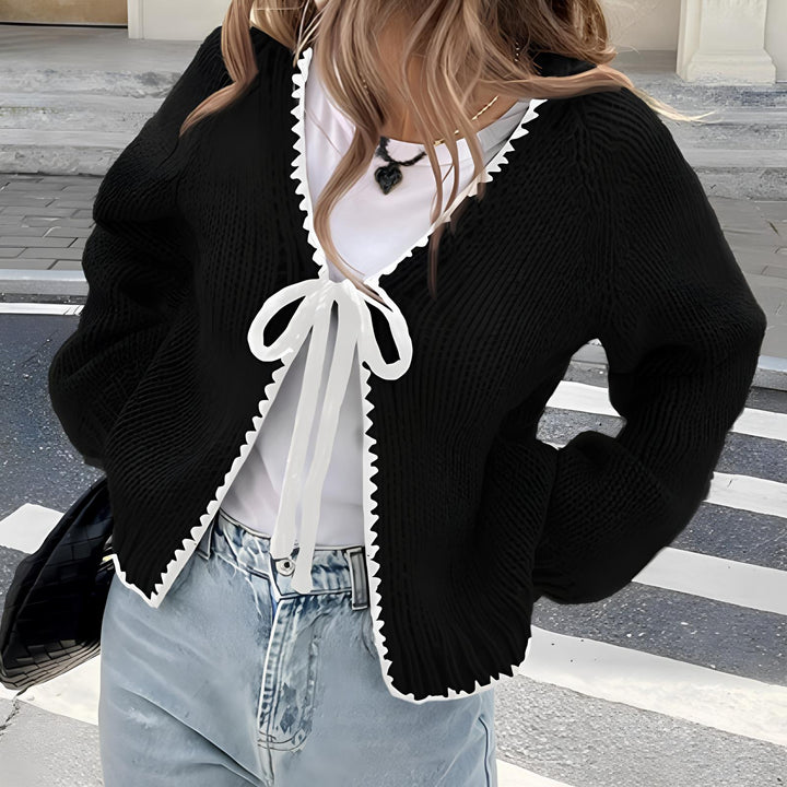 ALULAH™ - Gilet chic à ruban, manches longues et coupe ouverte