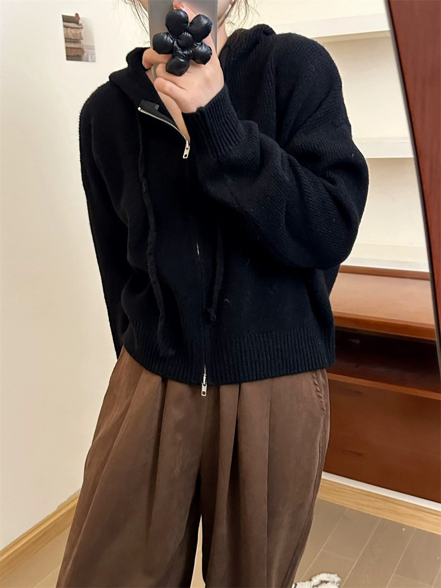 QUESTA™ - Cardigan à capuche zippé à manches longues décontracté