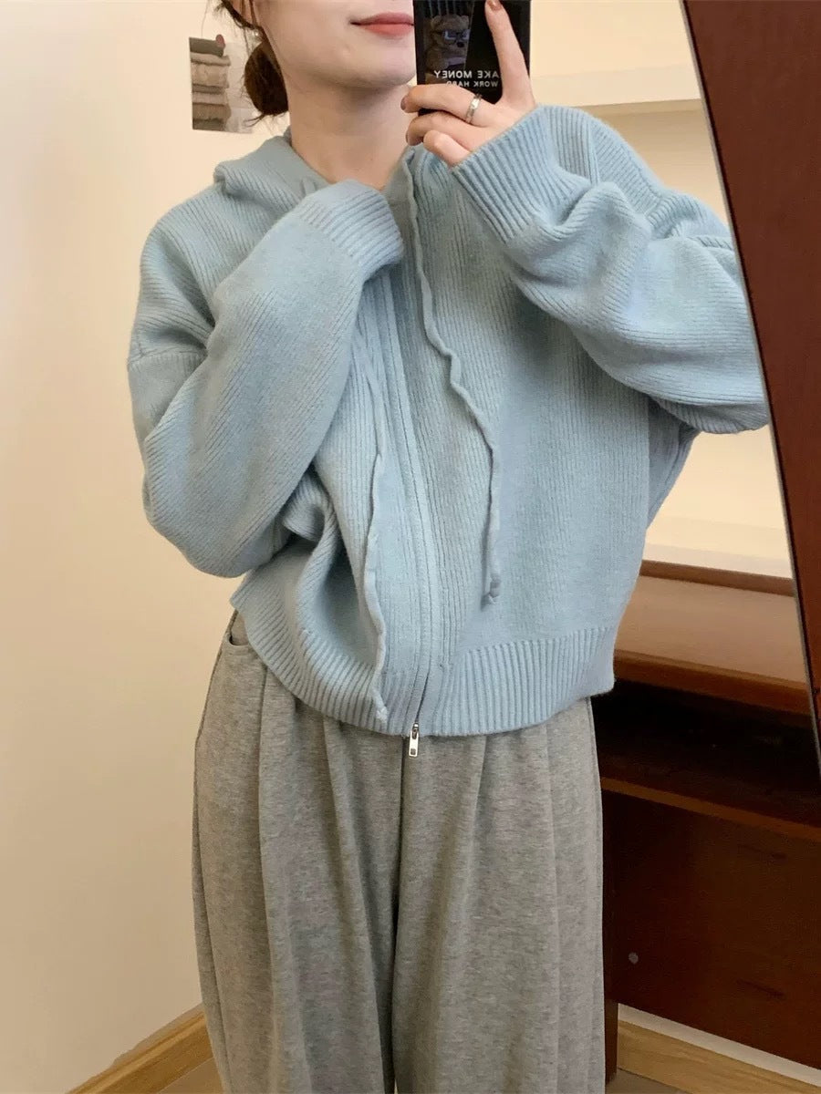 QUESTA™ - Cardigan à capuche zippé à manches longues décontracté