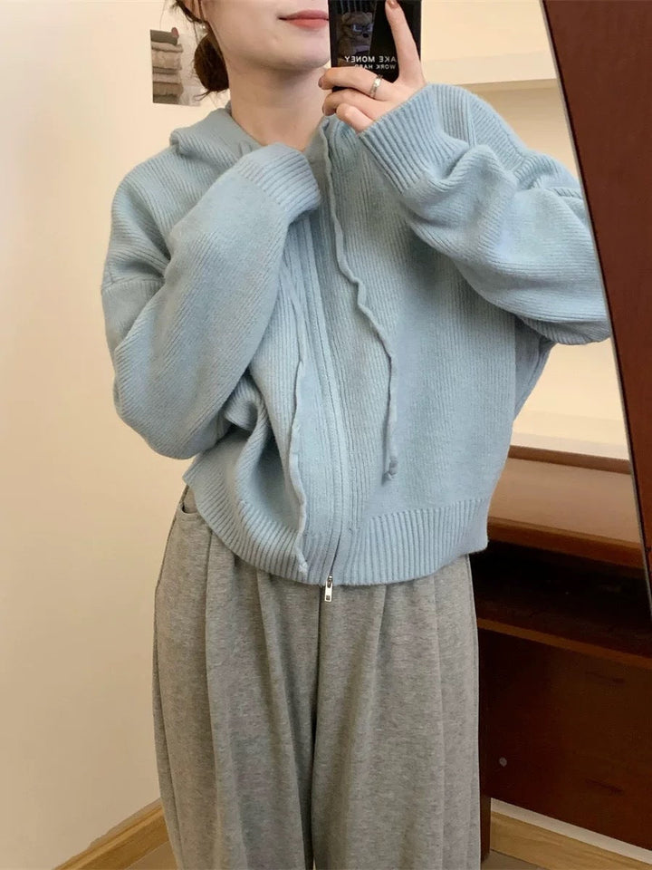 QUESTA™ - Cardigan à capuche zippé à manches longues décontracté