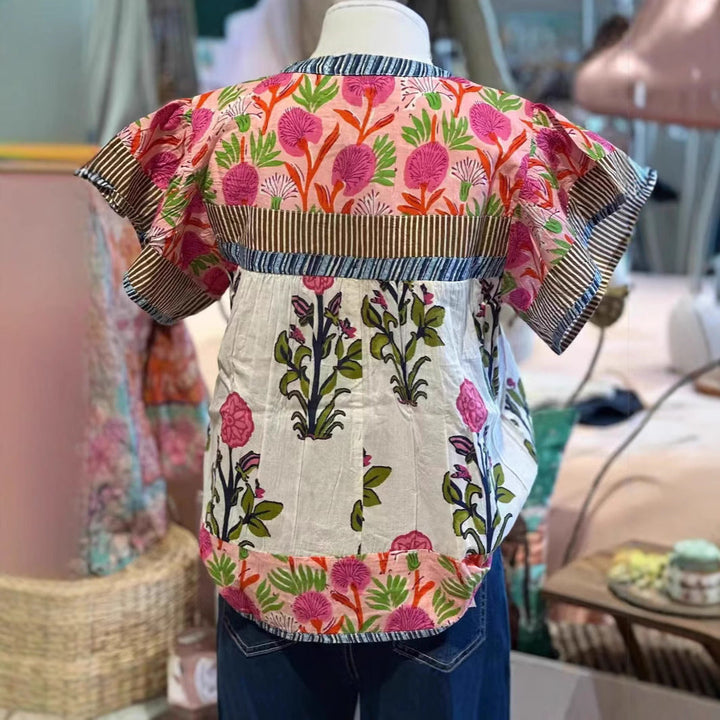 ELOUISA™ - Haut fleuri mélangé doux et vintage