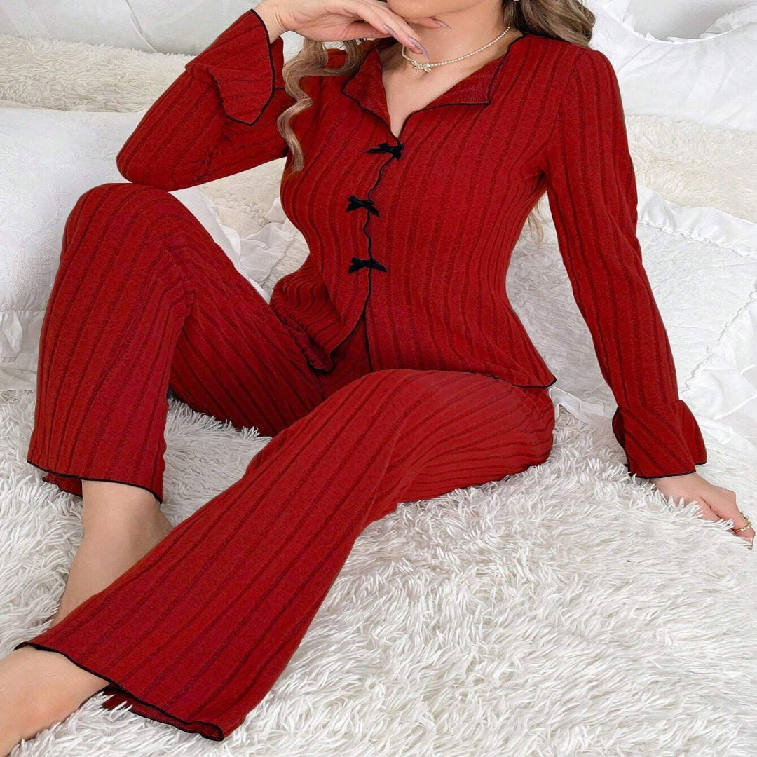 Kenzie™ - Ensemble de Loungewear Chic Haut Col V et Pantalon