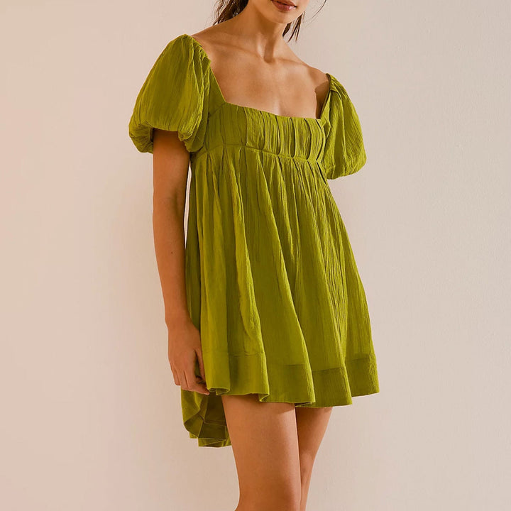 DALAWA™ - Mini-robe chic d'été à manches bouffantes et encolure carrée