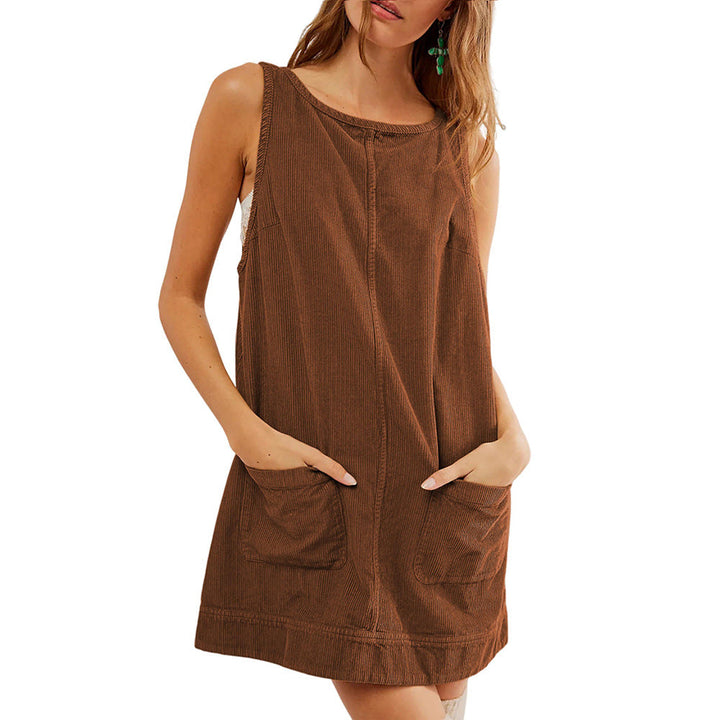 VICTORIA™ - Robe Salopette en Velours Côtelé avec Poches pour l'Automne et l'Hiver