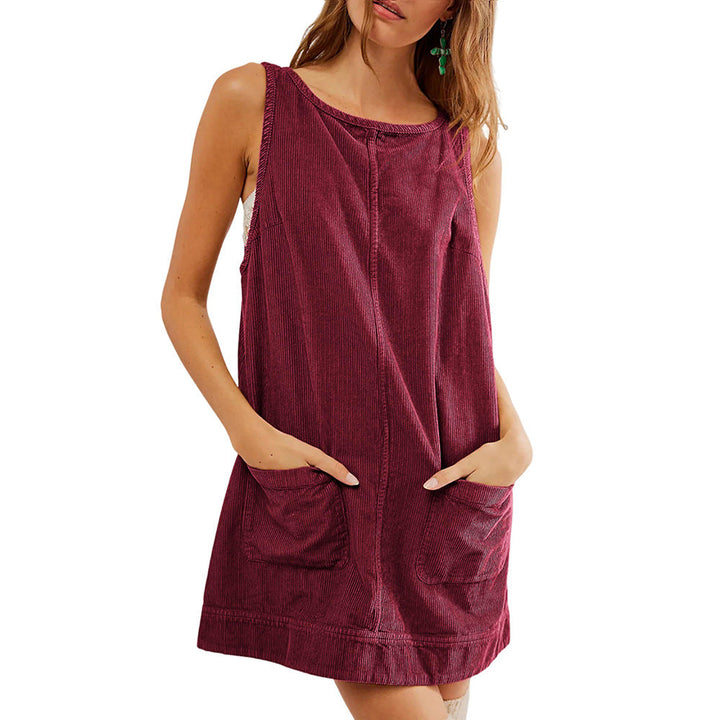 VICTORIA™ - Robe Salopette en Velours Côtelé avec Poches pour l'Automne et l'Hiver