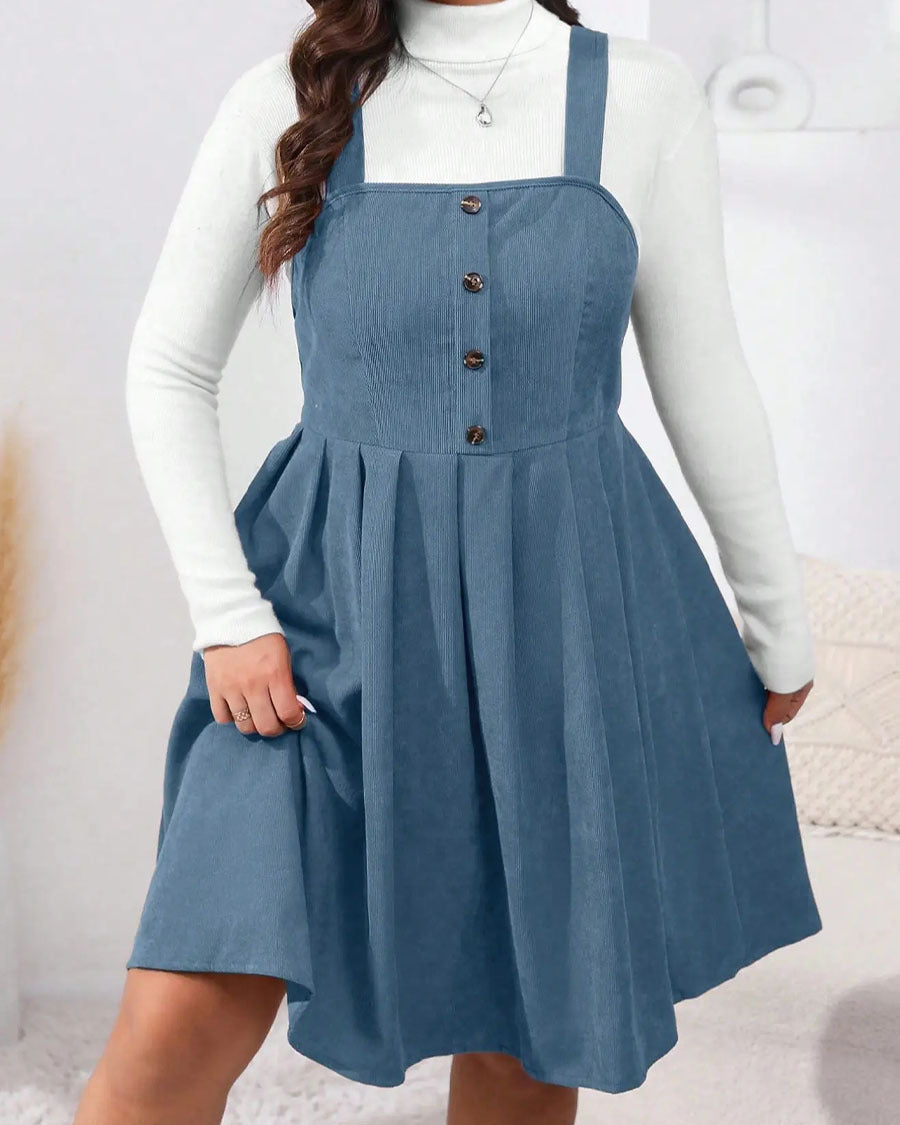 NADELEINE™ - Robe plissée trapèze sans manches grande taille décontractée