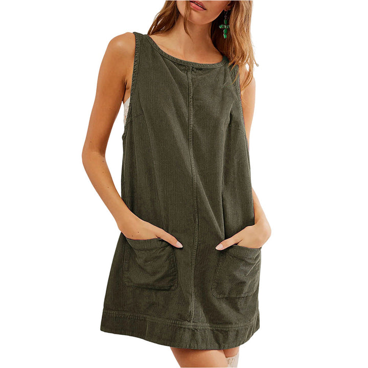 VICTORIA™ - Robe Salopette en Velours Côtelé avec Poches pour l'Automne et l'Hiver