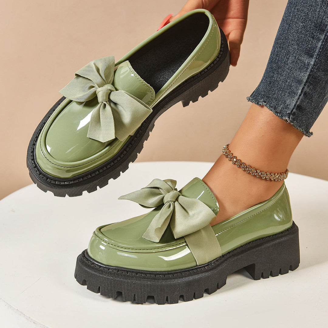 FULI™ – Mocassins à enfiler élégants de couleur unie avec nœud