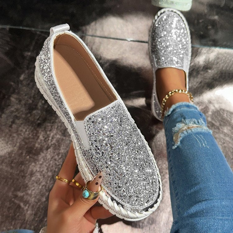 JAMILA™ - Mocassins à enfiler chics et pailletés