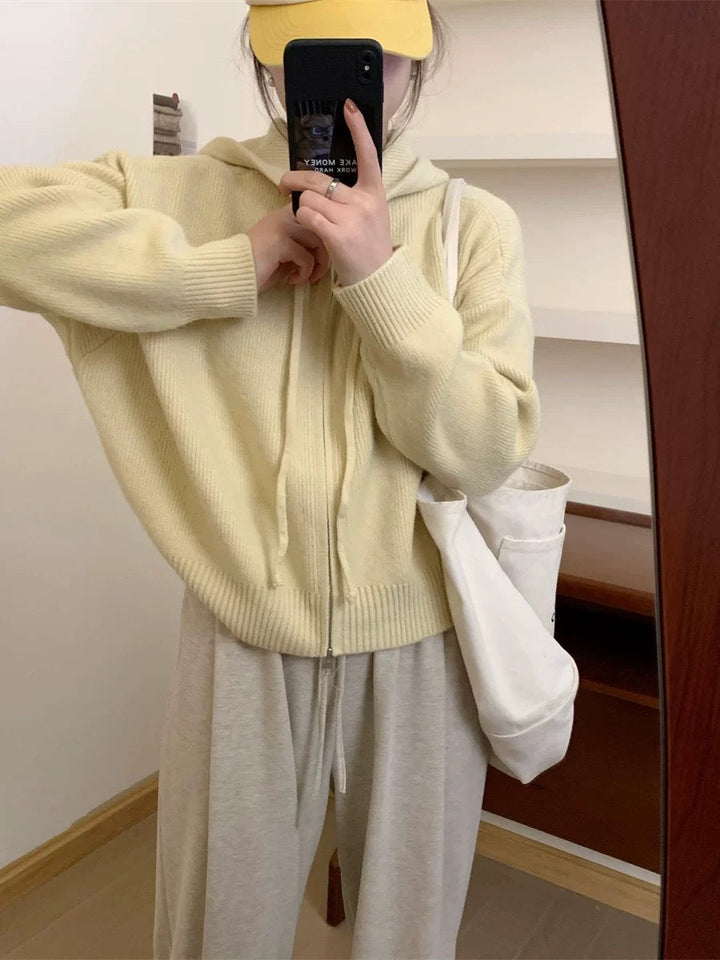 QUESTA™ - Cardigan à capuche zippé à manches longues décontracté