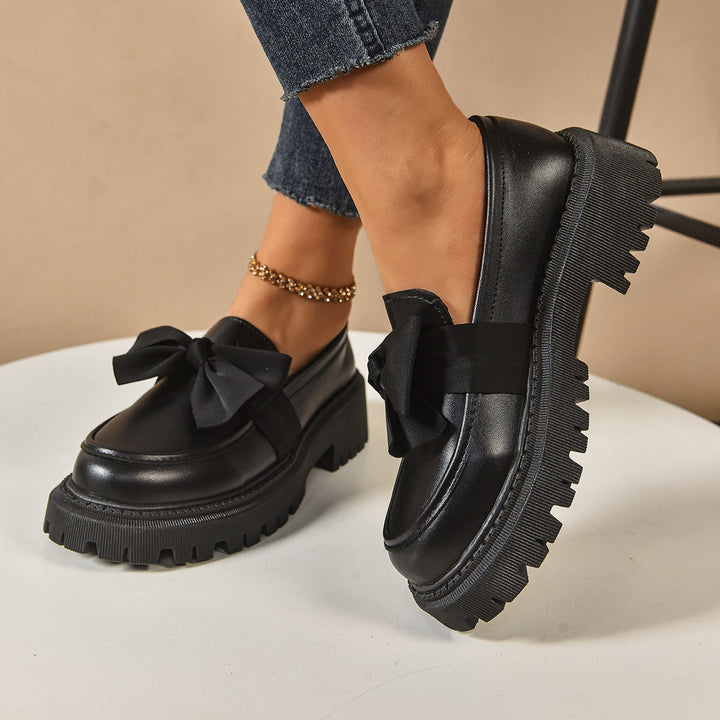 FULI™ – Mocassins à enfiler élégants de couleur unie avec nœud