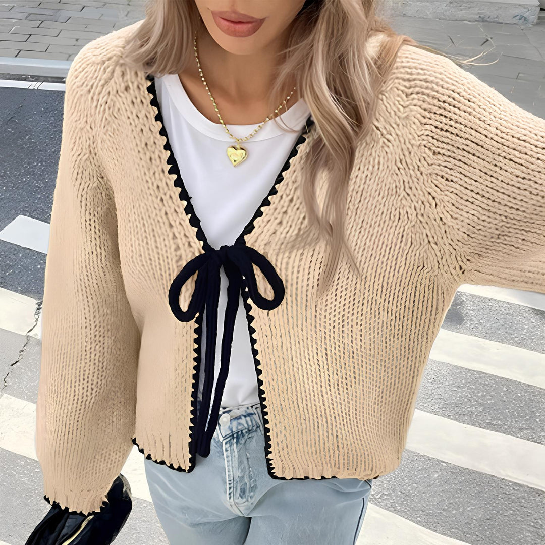 ALULAH™ - Gilet chic à ruban, manches longues et coupe ouverte