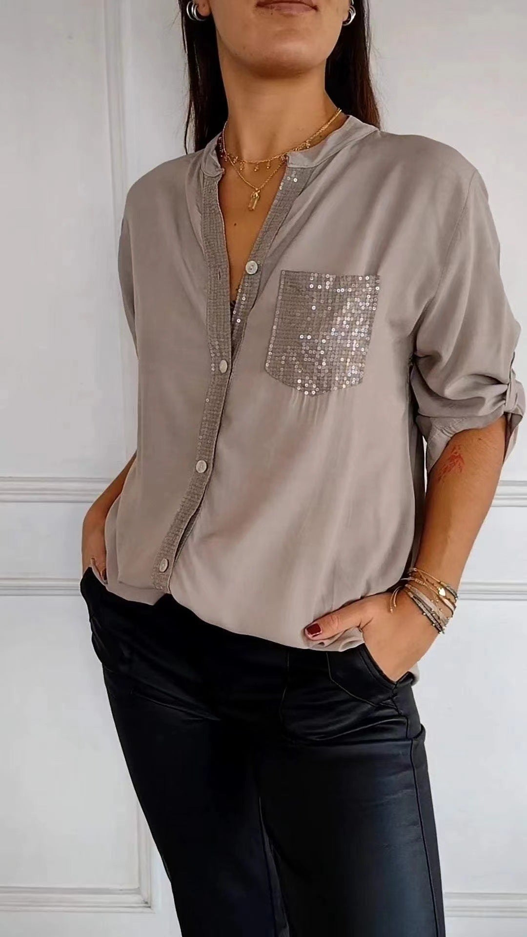 DANICA™ - Blouse Ornée de Paillettes