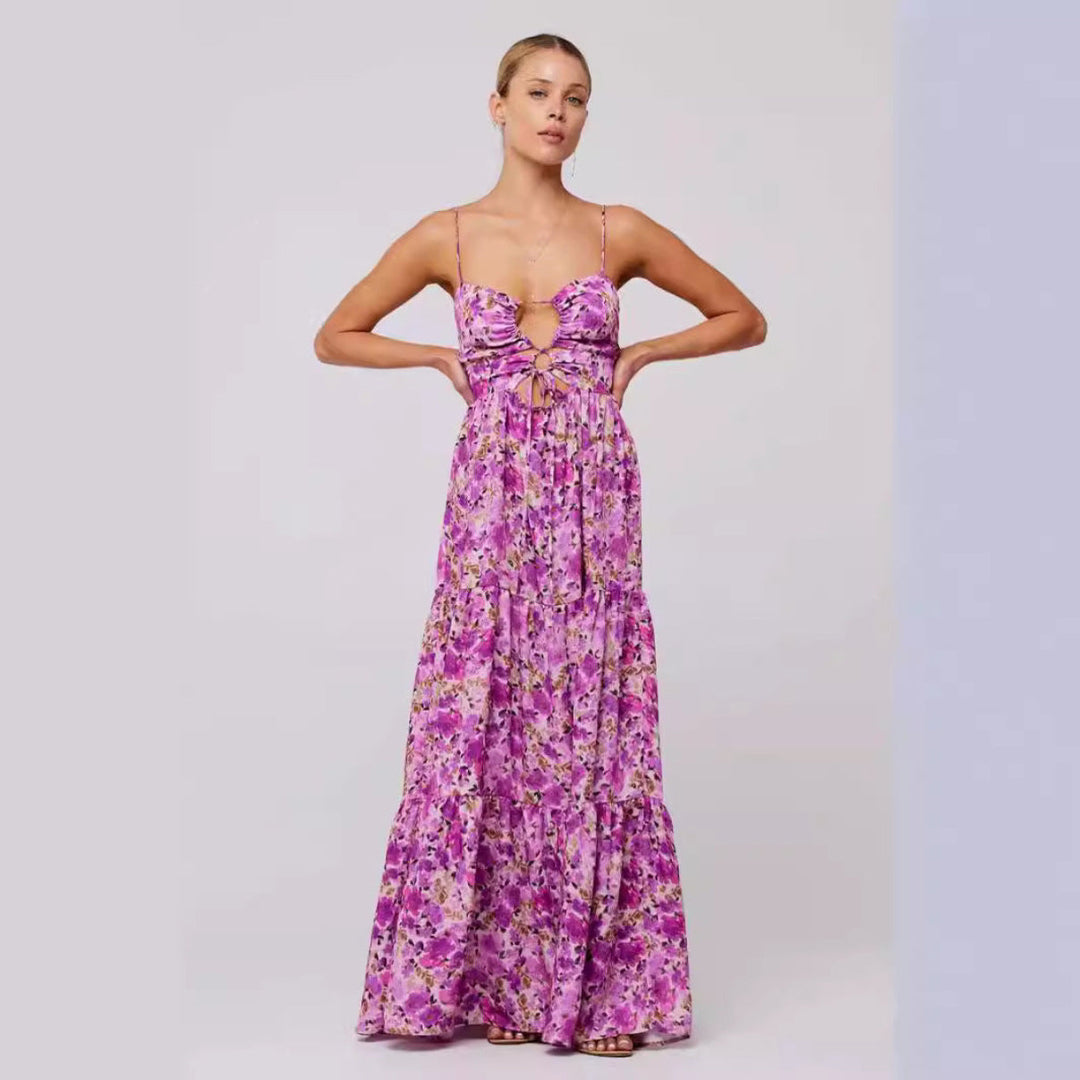 MARSHA™ - Robe longue d'été chic sans manches avec nœud croisé à l'avant