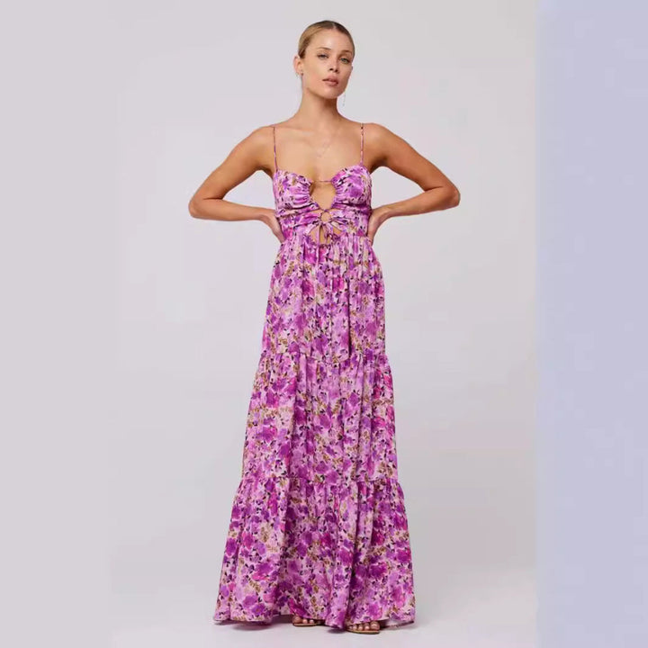 MARSHA™ - Robe longue d'été chic sans manches avec nœud croisé à l'avant