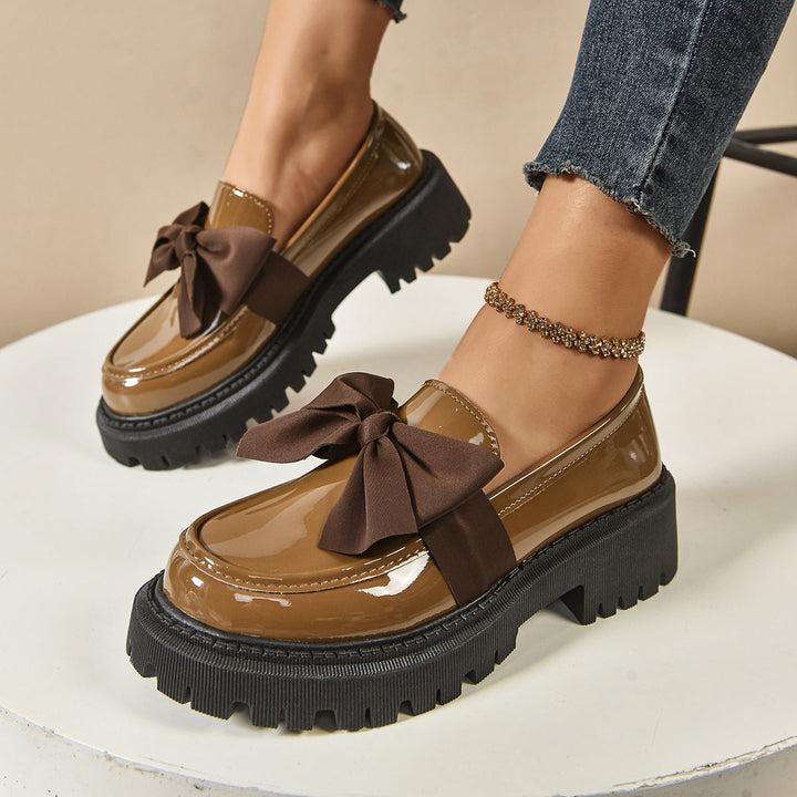 FULI™ – Mocassins à enfiler élégants de couleur unie avec nœud