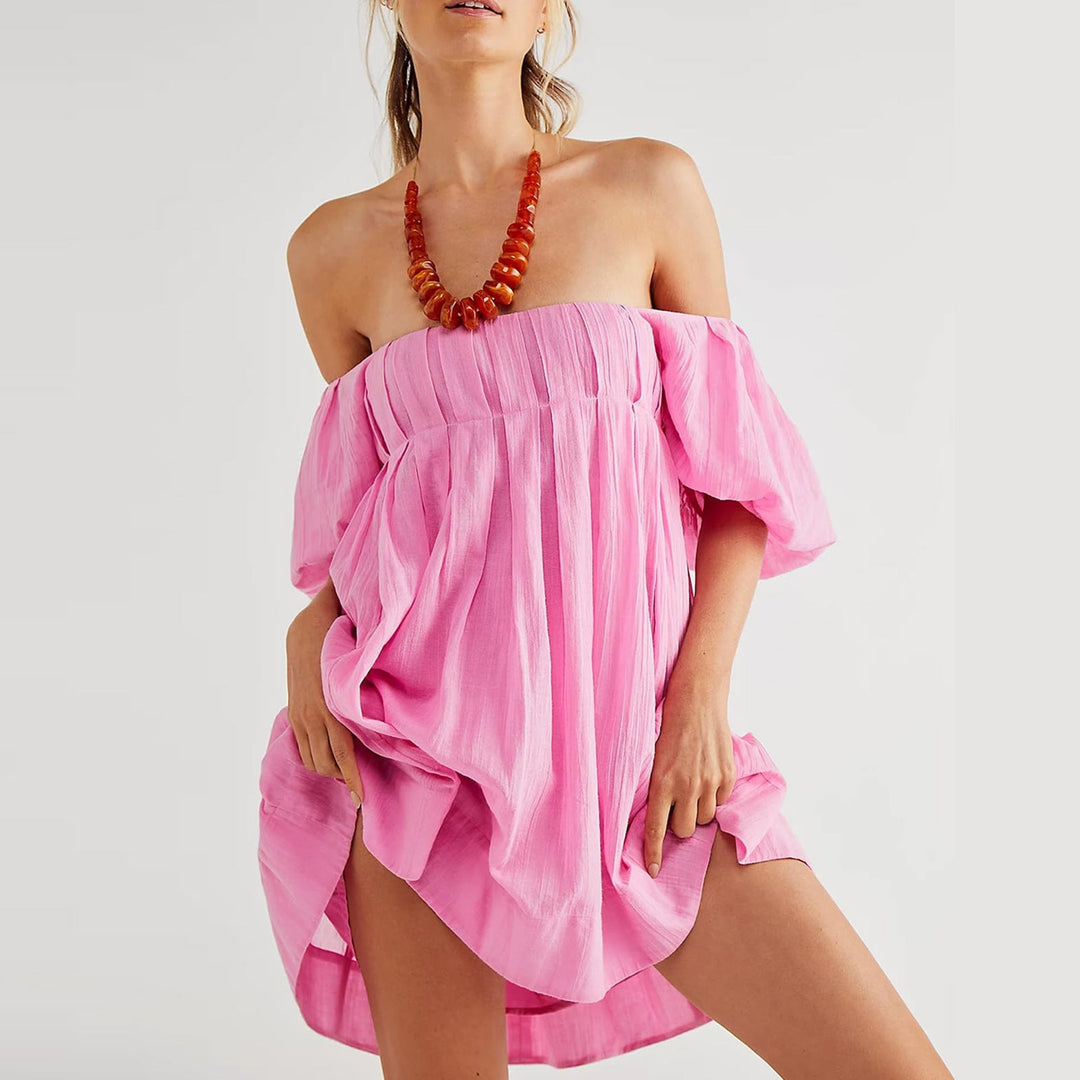 DALAWA™ - Mini-robe chic d'été à manches bouffantes et encolure carrée