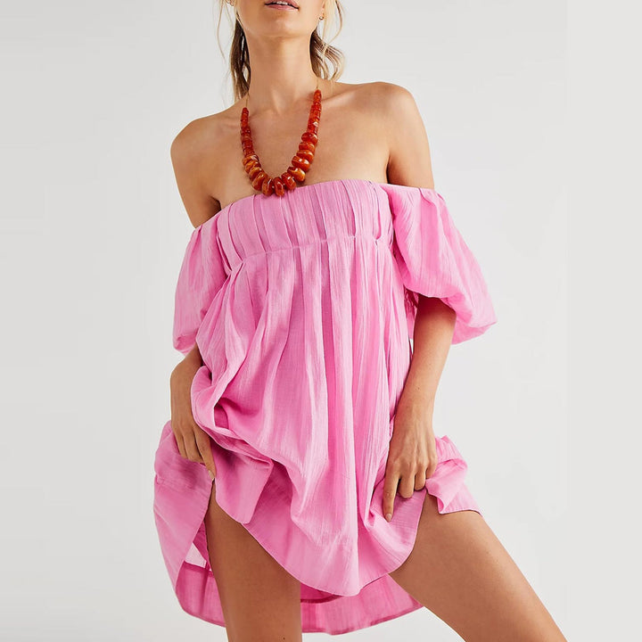 DALAWA™ - Mini-robe chic d'été à manches bouffantes et encolure carrée
