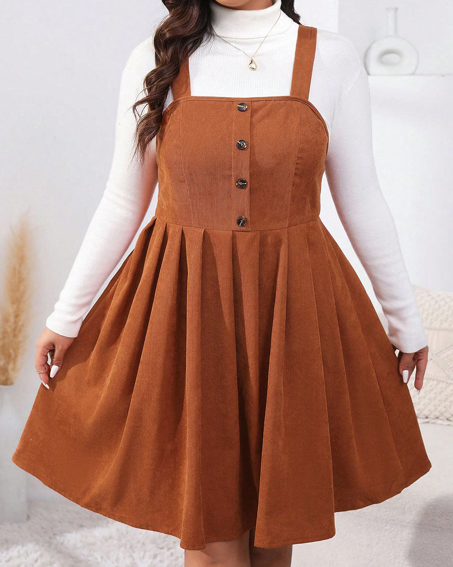 NADELEINE™ - Robe plissée trapèze sans manches grande taille décontractée
