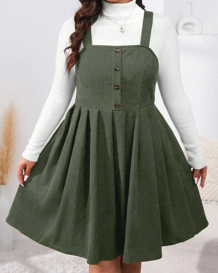 NADELEINE™ - Robe plissée trapèze sans manches grande taille décontractée