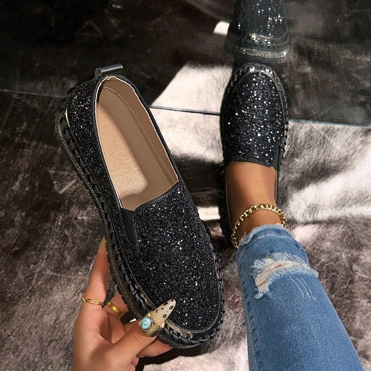 JAMILA™ - Mocassins à enfiler chics et pailletés