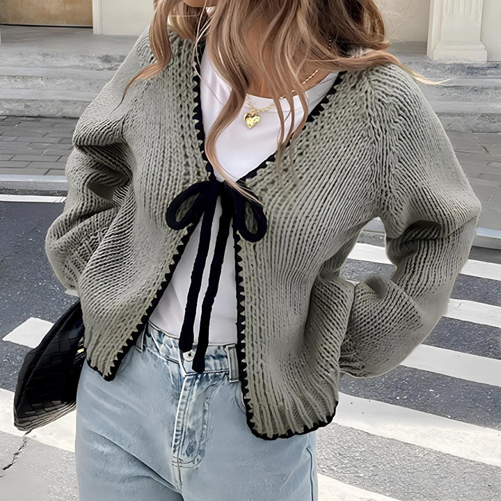ALULAH™ - Gilet chic à ruban, manches longues et coupe ouverte