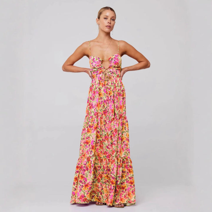 MARSHA™ - Robe longue d'été chic sans manches avec nœud croisé à l'avant