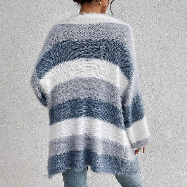 Gilet Long Duveuteux à Manches Longues et Col Ouvert – JULIETA™