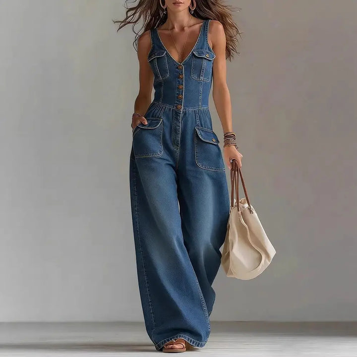 Savannah | Combinaison en jean à jambes larges