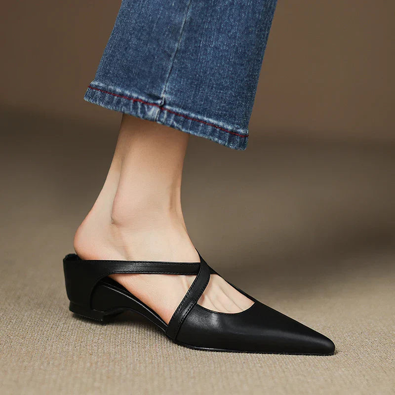 ALUNA | Mules en Cuir Véritable