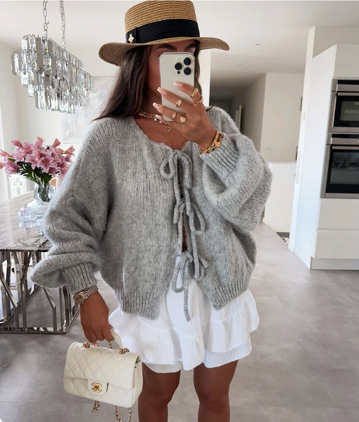 Eva | Cardigan à Nœud en Maille