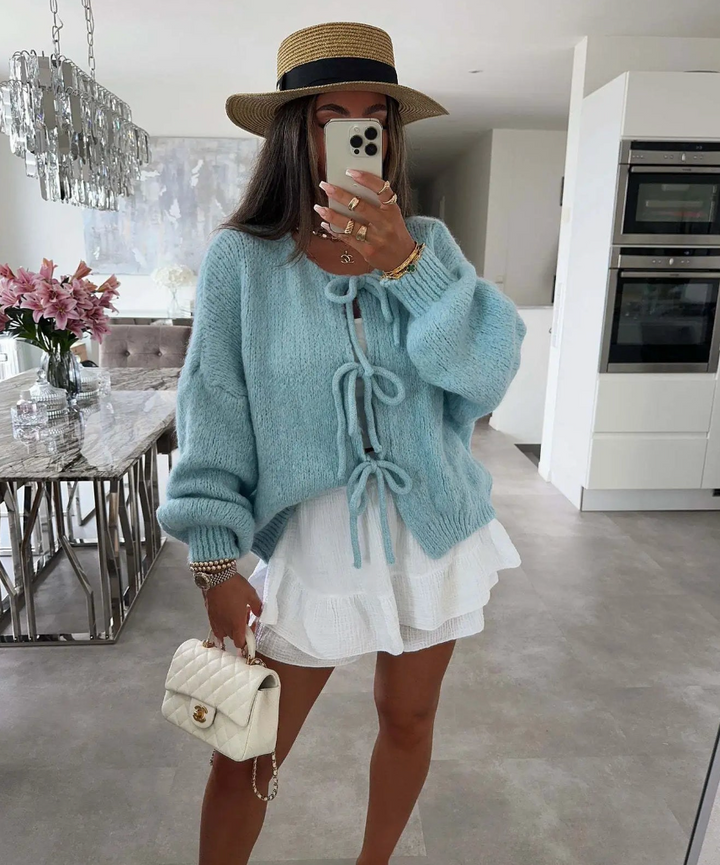 Eva | Cardigan à Nœud en Maille