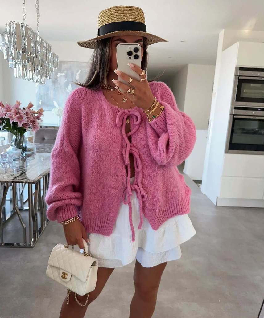 Eva | Cardigan à Nœud en Maille